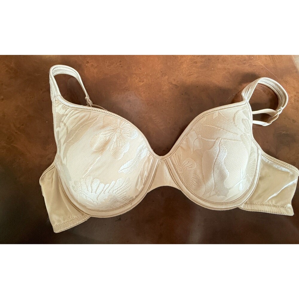 VICTORIA's Secret Bra 34D Nude/Gold Satin Embossed Underwire Lightly Padded